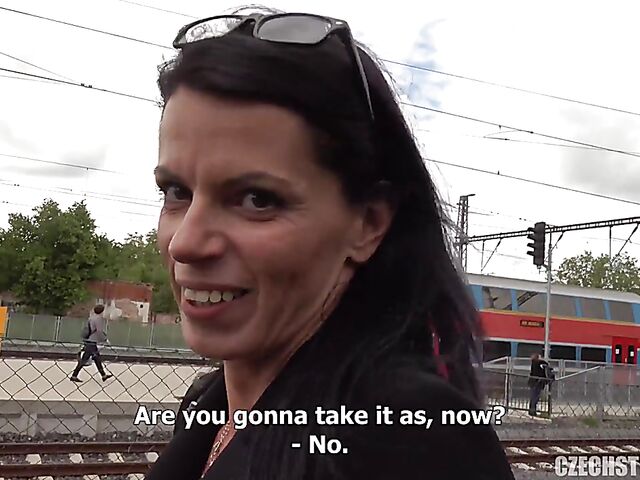 Remote control vibrator in public for a euro MILF