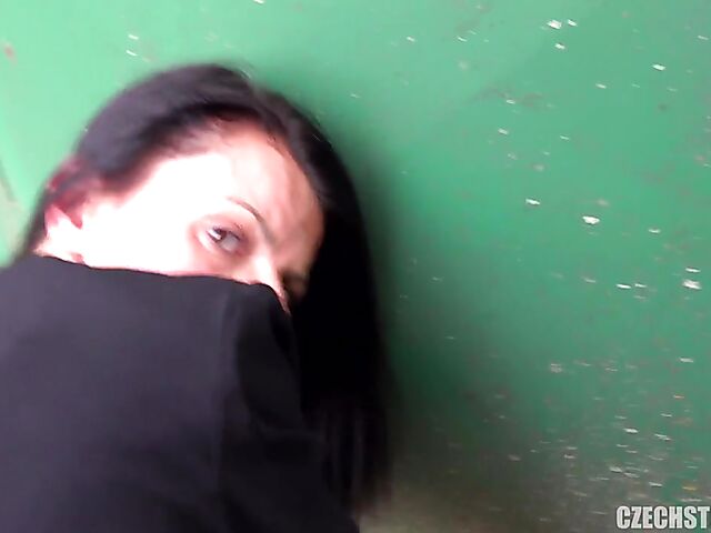 Remote control vibrator in public for a euro MILF