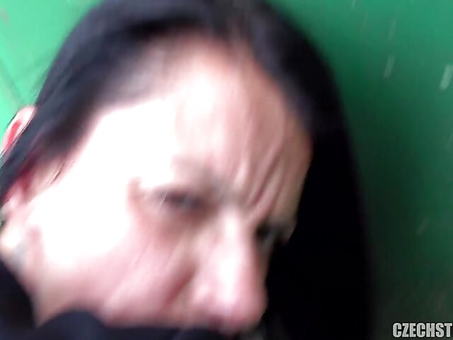 Remote control vibrator in public for a euro MILF