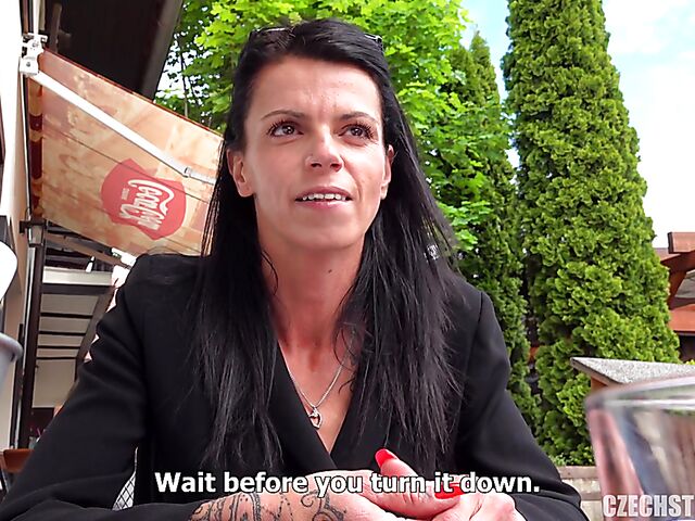 Remote control vibrator in public for a euro MILF