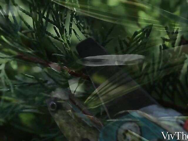 Alyssa Bounty & Dolly Diore - Outdoor lesbian love on a bench in the garden