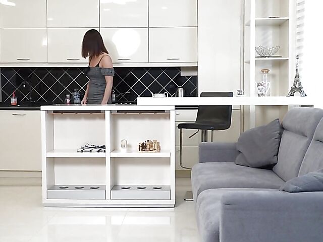 Eva Black - Small tits MILF masturbating solo