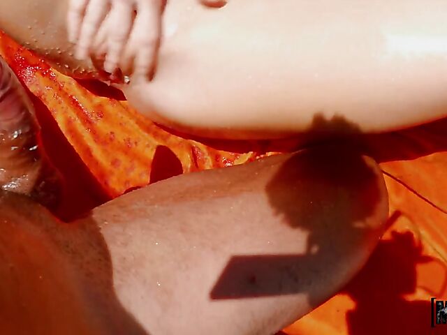 Scarlet Chase caught topless in the sun and fucked outdoor POV