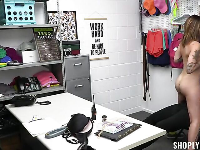 Big tits tattoo babe Anna Chambers fucked for shoplifting