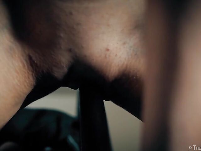 Kinky brunette solo masturbation with handcuffs featuring Lina