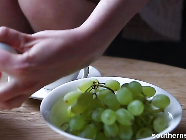 Natural hairy redhead Nichole plays with herself in her bedorom