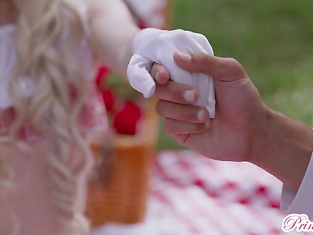 Petite blonde in red and white Kenzie Reeves is such a slut