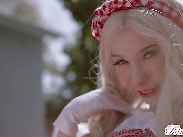 Petite blonde in red and white Kenzie Reeves is such a slut