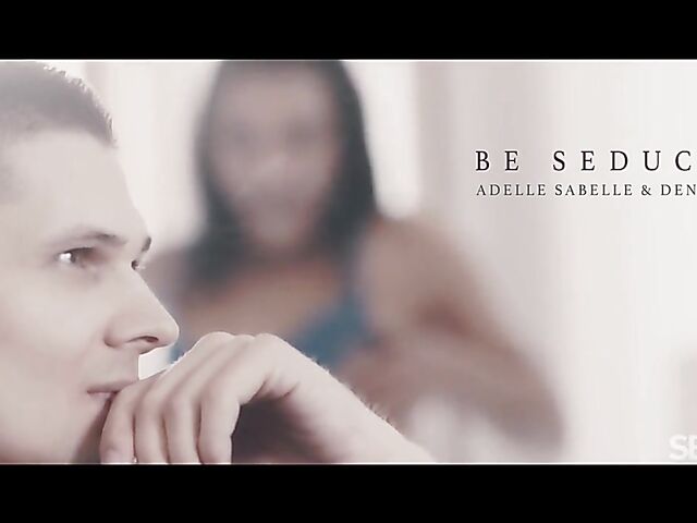 Lingerie-clad brunette Adelle Sabelle seduces Deny Lou into sensual sex