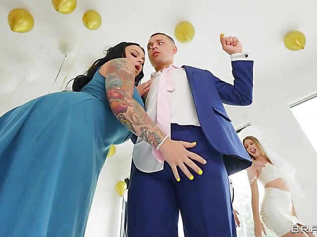 Sneaky sex at a wedding party with bootylicious busty brunette Payton Preslee