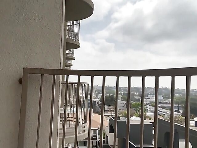 Mrs Siren - Busty mom masturbating with toys and smoking on the balcony