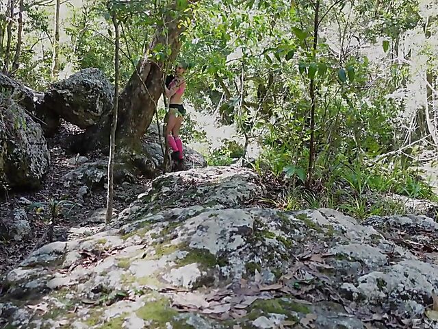 Anal insertions outdoors with tight fitness babe Scarlet Chase