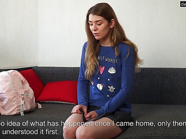 Russian teen Nina Lizalaks spreads her virgin pussy