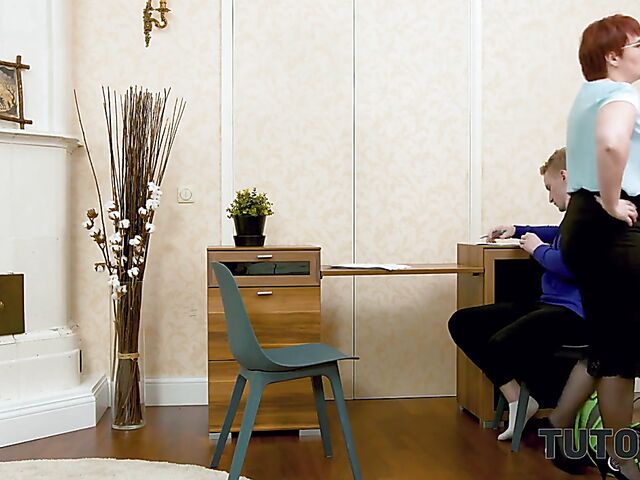 Short hair redhead MILF tutor learns more about rough sex