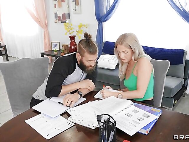 Rachael Cavalli - Big boobs MILF blonde in ripped leggings gets fucked secretly