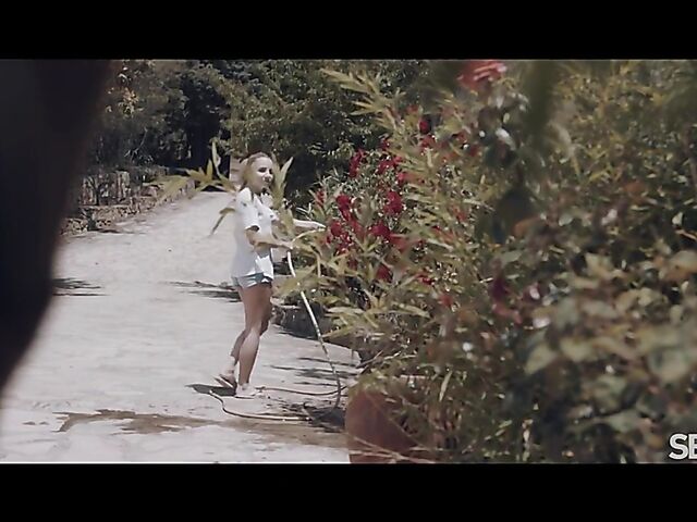 Flowers, summer heat, and sensual outdoor sex with Mona Blue