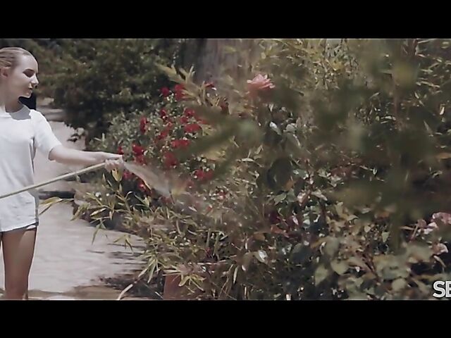 Flowers, summer heat, and sensual outdoor sex with Mona Blue