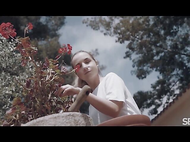 Flowers, summer heat, and sensual outdoor sex with Mona Blue