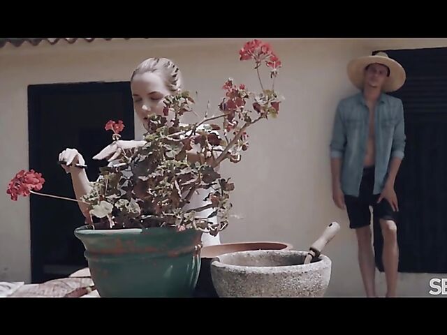 Flowers, summer heat, and sensual outdoor sex with Mona Blue