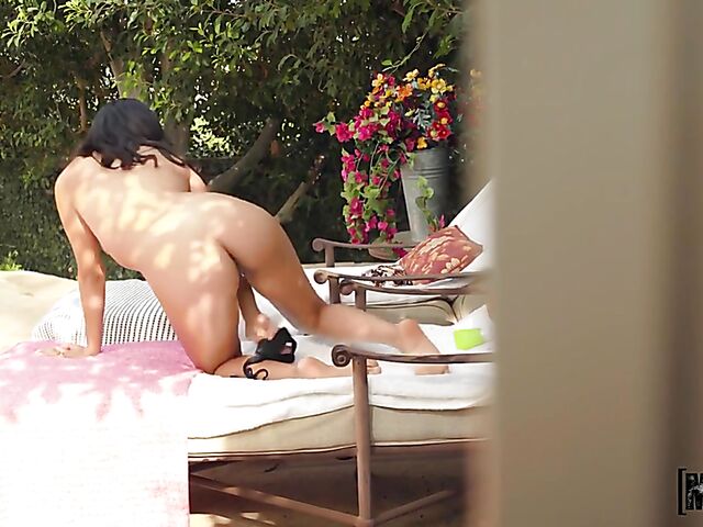 POV outdoor fuck by the pool with sweet nude latina Dania Vega