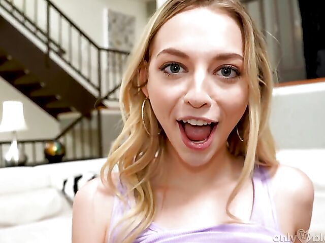 Teen Lily Larimar on her knees blowjob POV