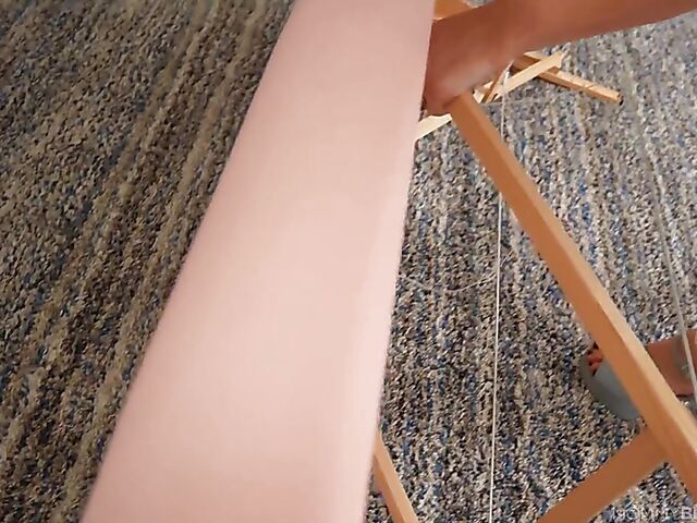 Mona Azar - Dark haired MILF blowjob POV in her denim shorts