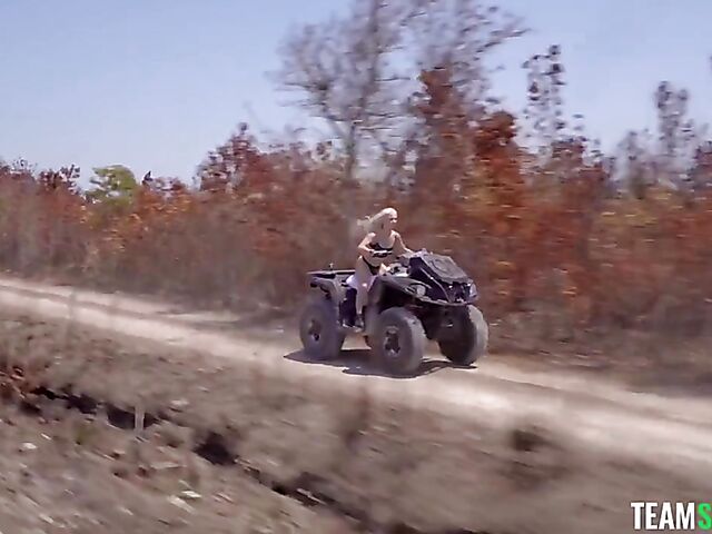 Outdoor threesome adventure with teen blondes Jessica Marie and Aria Banks