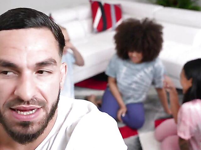 Nina Diaz, Camila Cortez and Braylin Bailey enjoy 3 girls 1 guy slumber party