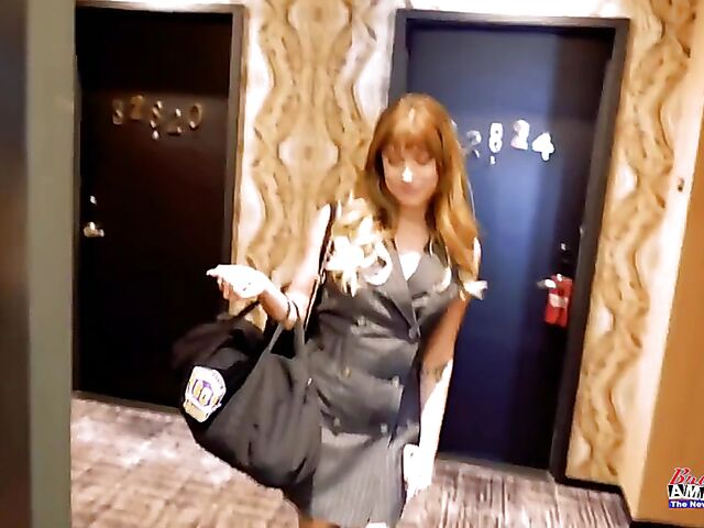 Blowjob casting with naughty inked girl Pamela Morrison