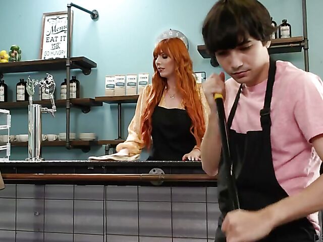 Lauren Phillips - Big tit redhead milf anal fucked by a lucky boy