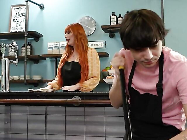 Lauren Phillips - Big tit redhead milf anal fucked by a lucky boy