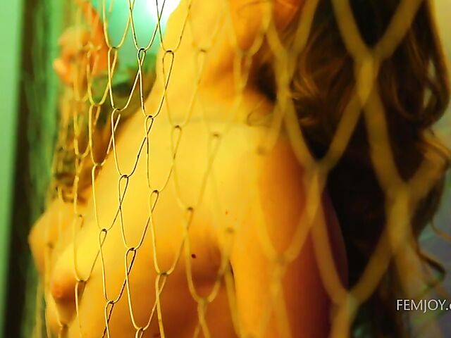 Sexy and tempting Emerald's erotic solo in neon