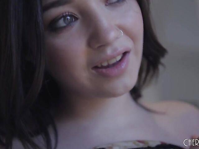 In bed with fresh cute brunette Luna Daniels