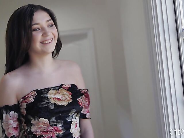 In bed with fresh cute brunette Luna Daniels