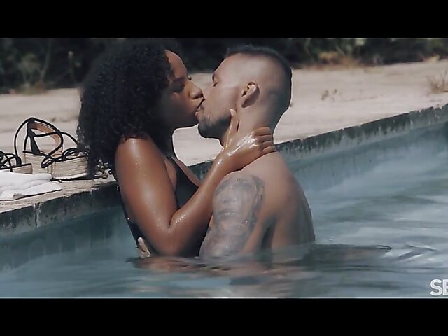 Romy Indy & Angelo Godshack - Sun, fun, and interracial outdoor sex by the pool
