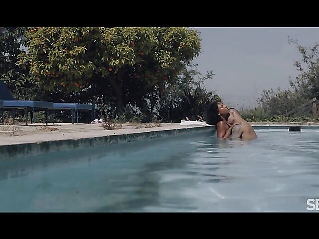 Romy Indy & Angelo Godshack - Sun, fun, and interracial outdoor sex by the pool