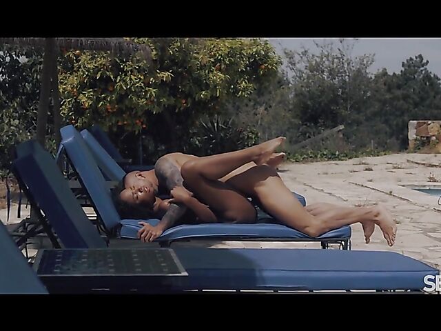 Romy Indy & Angelo Godshack - Sun, fun, and interracial outdoor sex by the pool