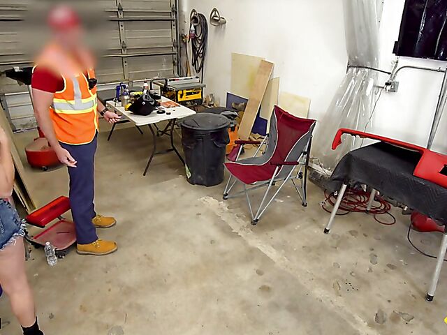 POV fuck at the body shop with inked hitchhiker Brenna McKenna