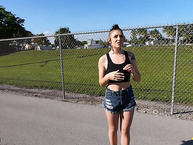 POV fuck at the body shop with inked hitchhiker Brenna McKenna