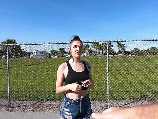 POV fuck at the body shop with inked hitchhiker Brenna McKenna