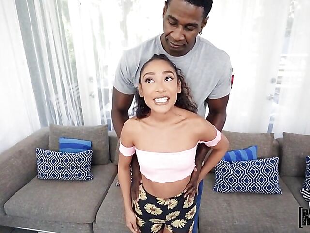 Petite ebony chick Sarah Lace can't stop enjoying that BBC