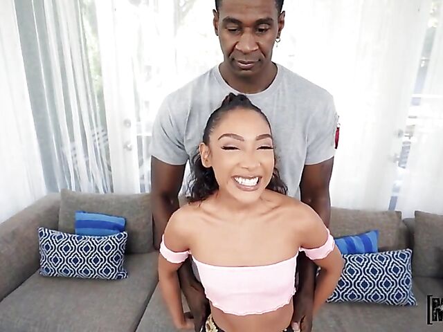 Petite ebony chick Sarah Lace can't stop enjoying that BBC