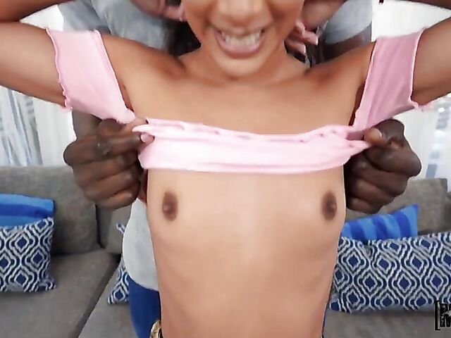 Petite ebony chick Sarah Lace can't stop enjoying that BBC