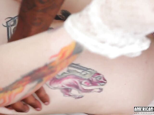 Extreme interracial double anal gangbang in platform boots with alt girl Lydia Black