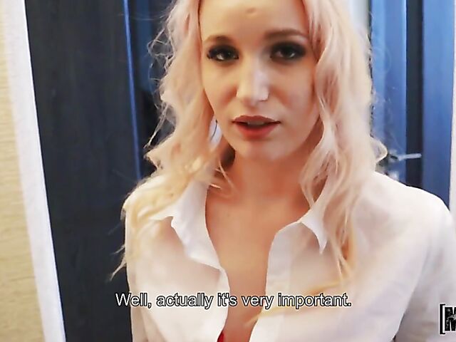 Stranded Russian blonde Stacy Starando sucks and fucks POV style