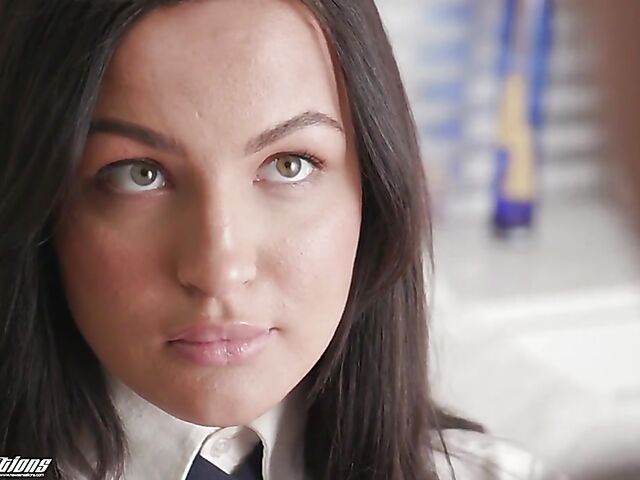 Submissive teen schoolgirl Mila Monet gets spanked and fucked from behind