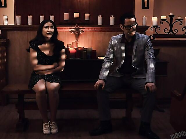 Pastor Tommy Pistol fucks the sins out of petite brunette Jane Wilde