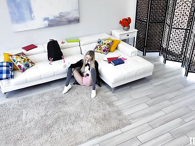 Petite teen schoolgirl Lily Larimar gets caught and fucked