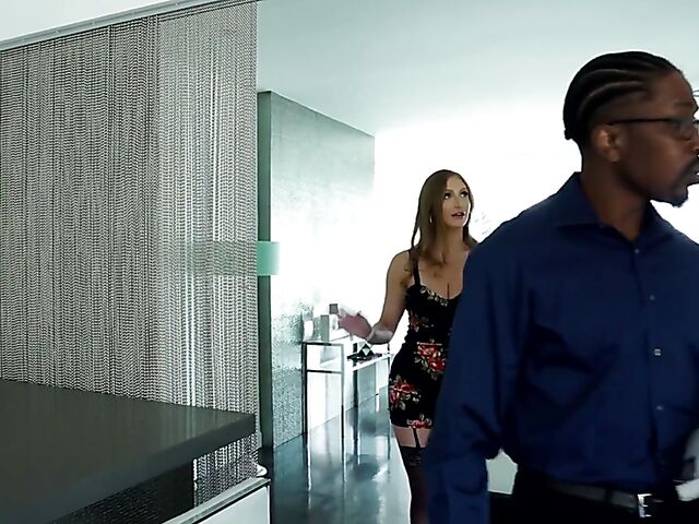 Interracial stockings sex with big breasted Skylar Snow