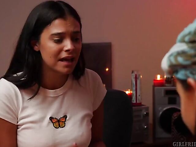 Small tits lesbian fortuneteller Avi Love seduces curious latina Violet Starr